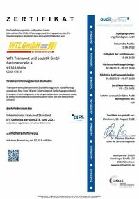 Zertifikat WTL IFS Logistic